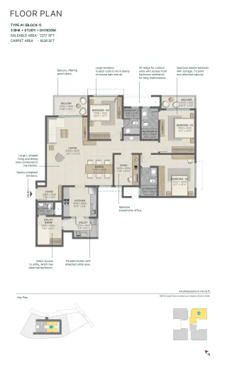 Altitude Aurelle 3 BHK Floor Plan